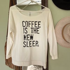 Coffee is the New Sleep Three Quarter Length Sleeve Off Shoulder Still Rad Tee